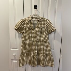 Rd style light brown and white checkered dress